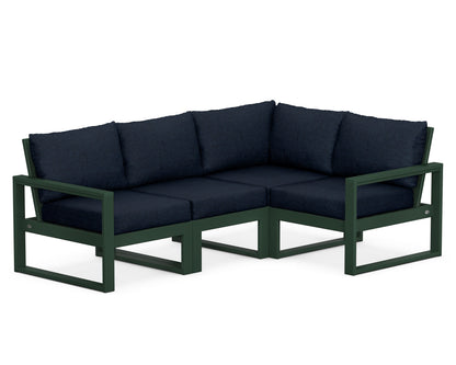 POLYWOOD® EDGE 4-Piece Modular Deep Seating Set in Green / Marine Indigo