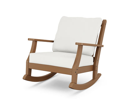 Country Living Wovendale Deep Seating Rocking Chair in Teak / Natural Linen