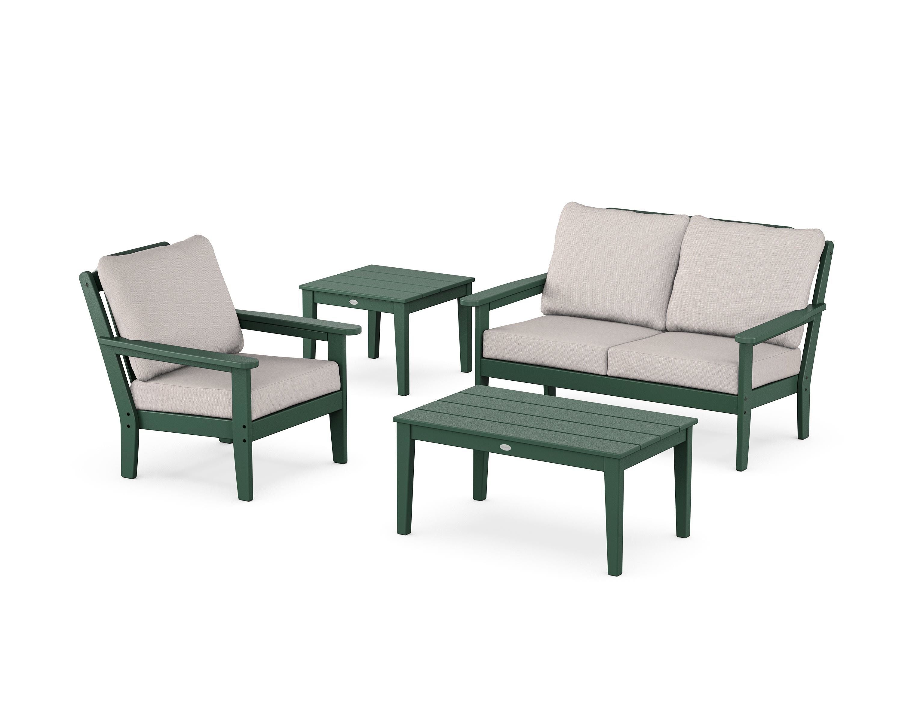 Country Living Wovendale 4-Piece Deep Seating Set in Green / Dune Burlap