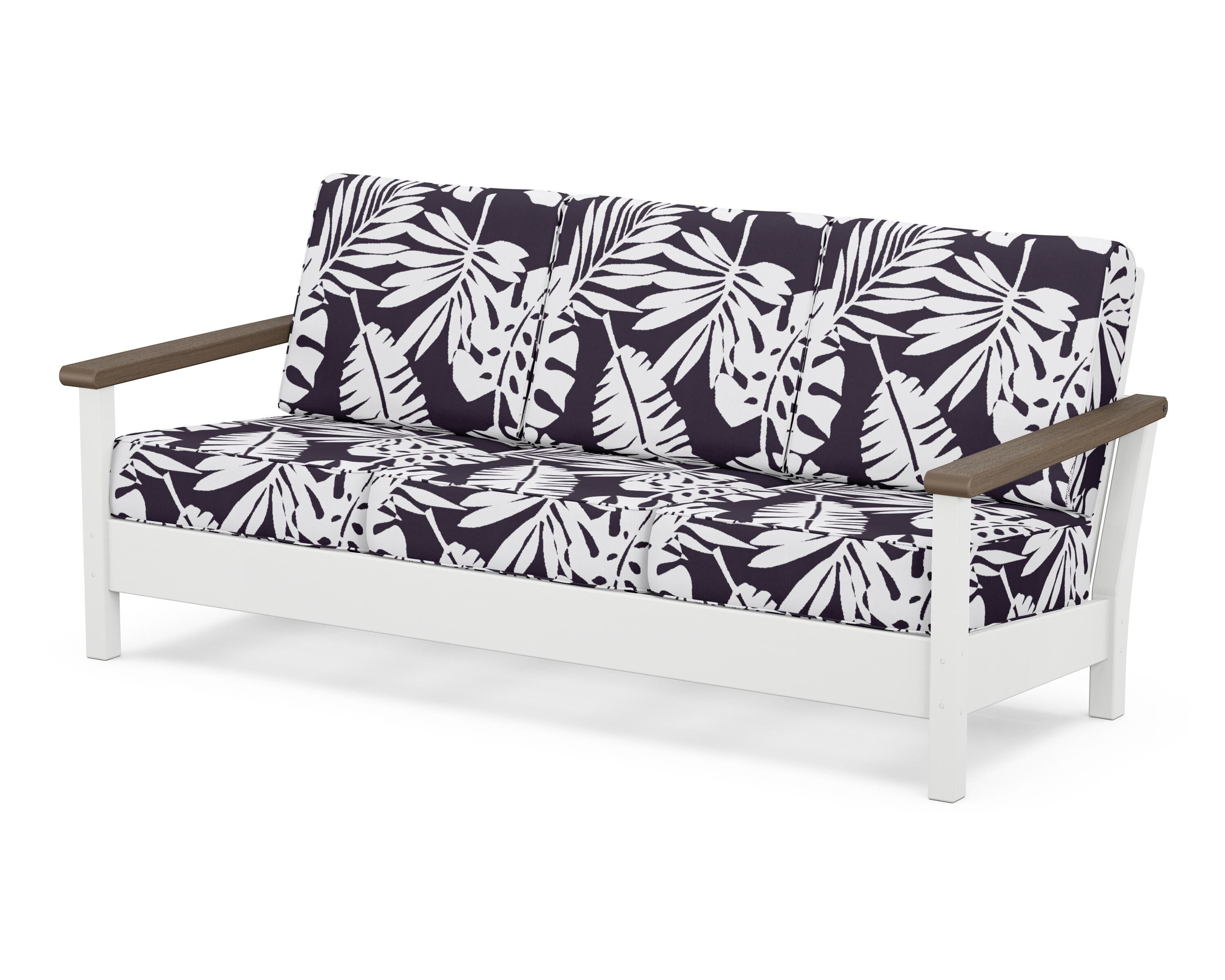 POLYWOOD® Harbour Deep Seating Sofa in White / Kona / Leaf Navy