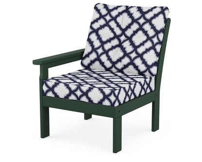 POLYWOOD® Vineyard Modular Left Arm Chair in Green / Trellis Navy