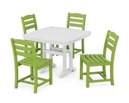 POLYWOOD® La Casa Café Side Chair 5-Piece Dining Set with Trestle Legs in Lime / White
