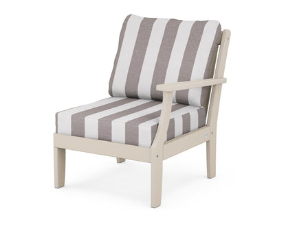 POLYWOOD® Braxton Modular Right Arm Chair in Sand / Cabana Stripe Grey Mist