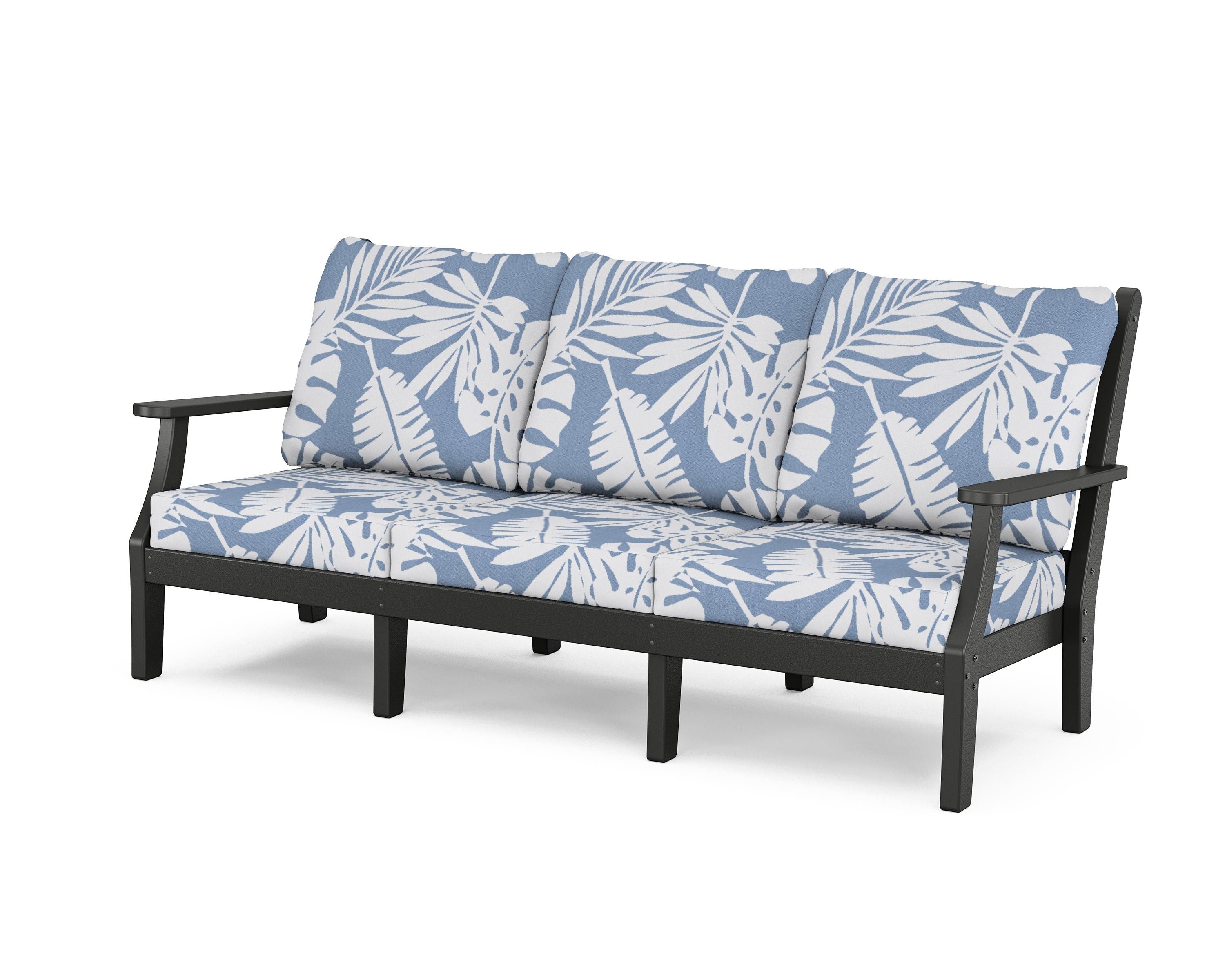 Country Living Wovendale Deep Seating Sofa in Black / Leaf Sky Blue