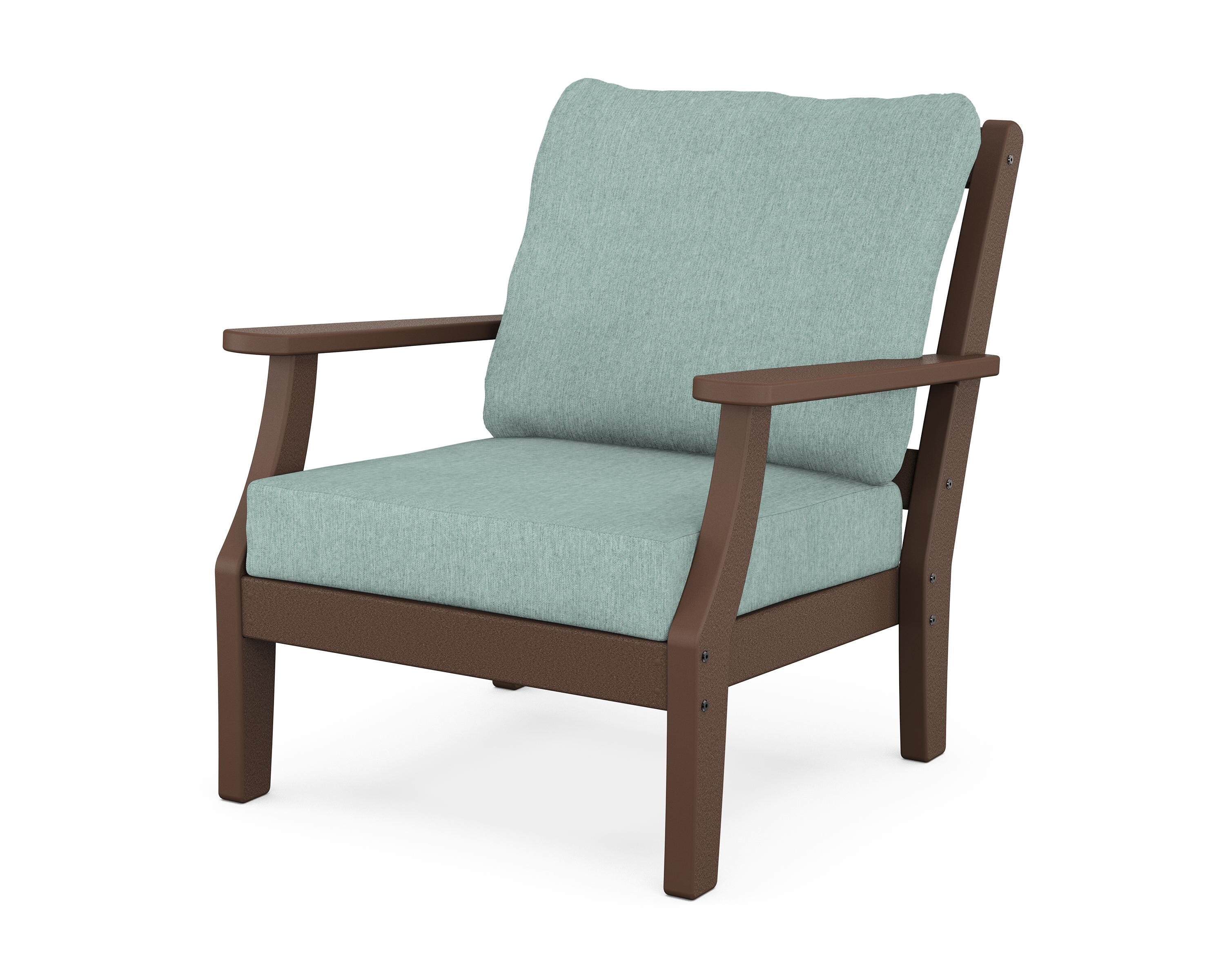 Martha Stewart by POLYWOOD® Chinoiserie Deep Seating Chair in Mahogany / Glacier Spa