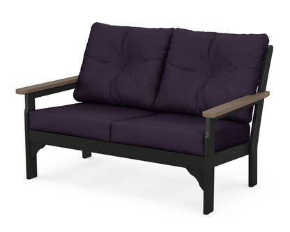 POLYWOOD® Vineyard Deep Seating Loveseat in Black / Kona / Navy Linen