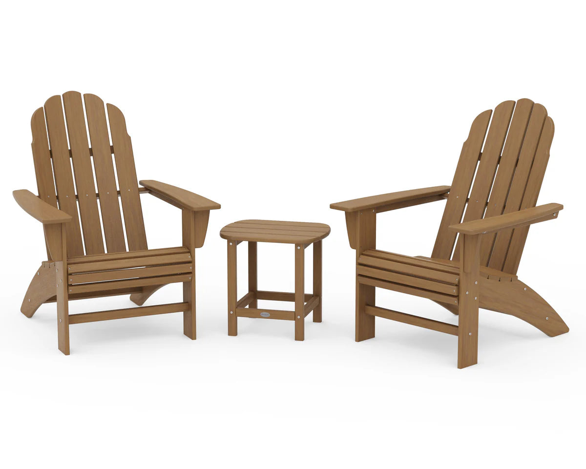 Vineyard 3-Piece Curveback Adirondack Set with South Beach 18" Side Table