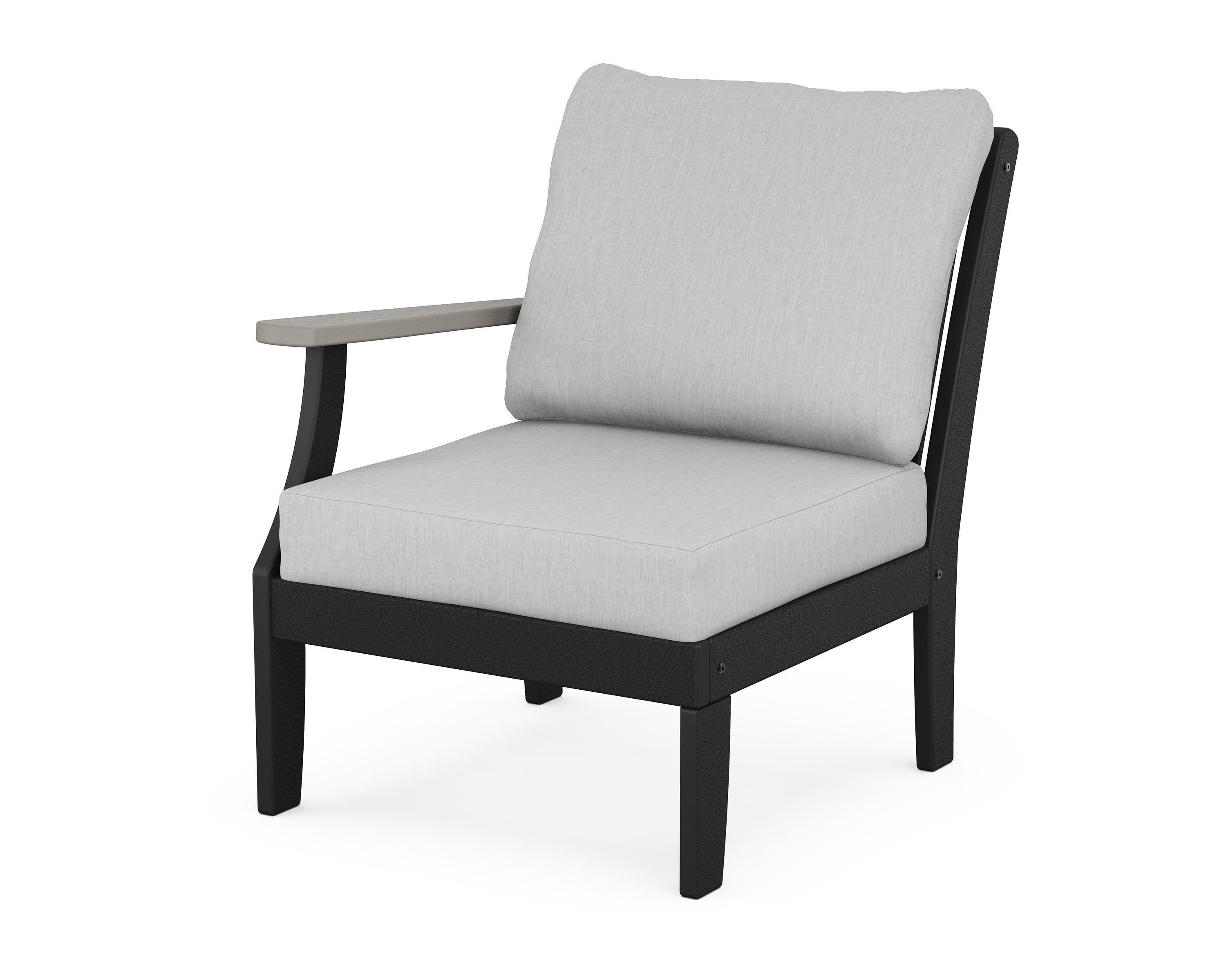 POLYWOOD® Braxton Modular Left Arm Chair in Black / Driftwood / Granite