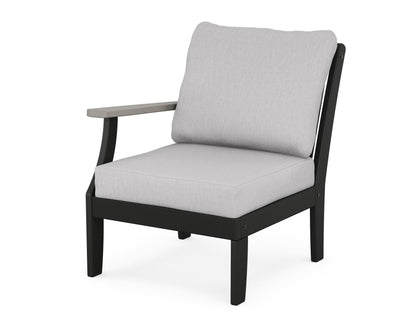 POLYWOOD® Braxton Modular Left Arm Chair in Black / Driftwood / Granite