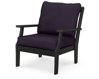 POLYWOOD® Braxton Deep Seating Chair in Black / Navy Linen