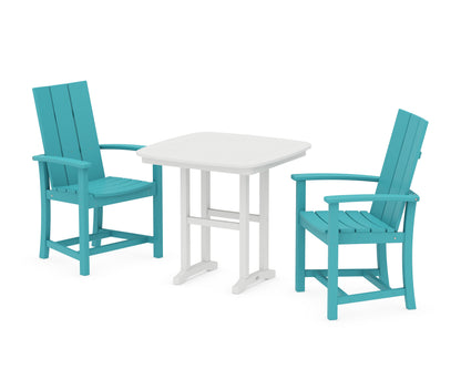 POLYWOOD® Modern Adirondack 3-Piece Dining Set in Aruba / White