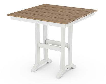 POLYWOOD® Farmhouse Trestle 37" Counter Table in White / Natural