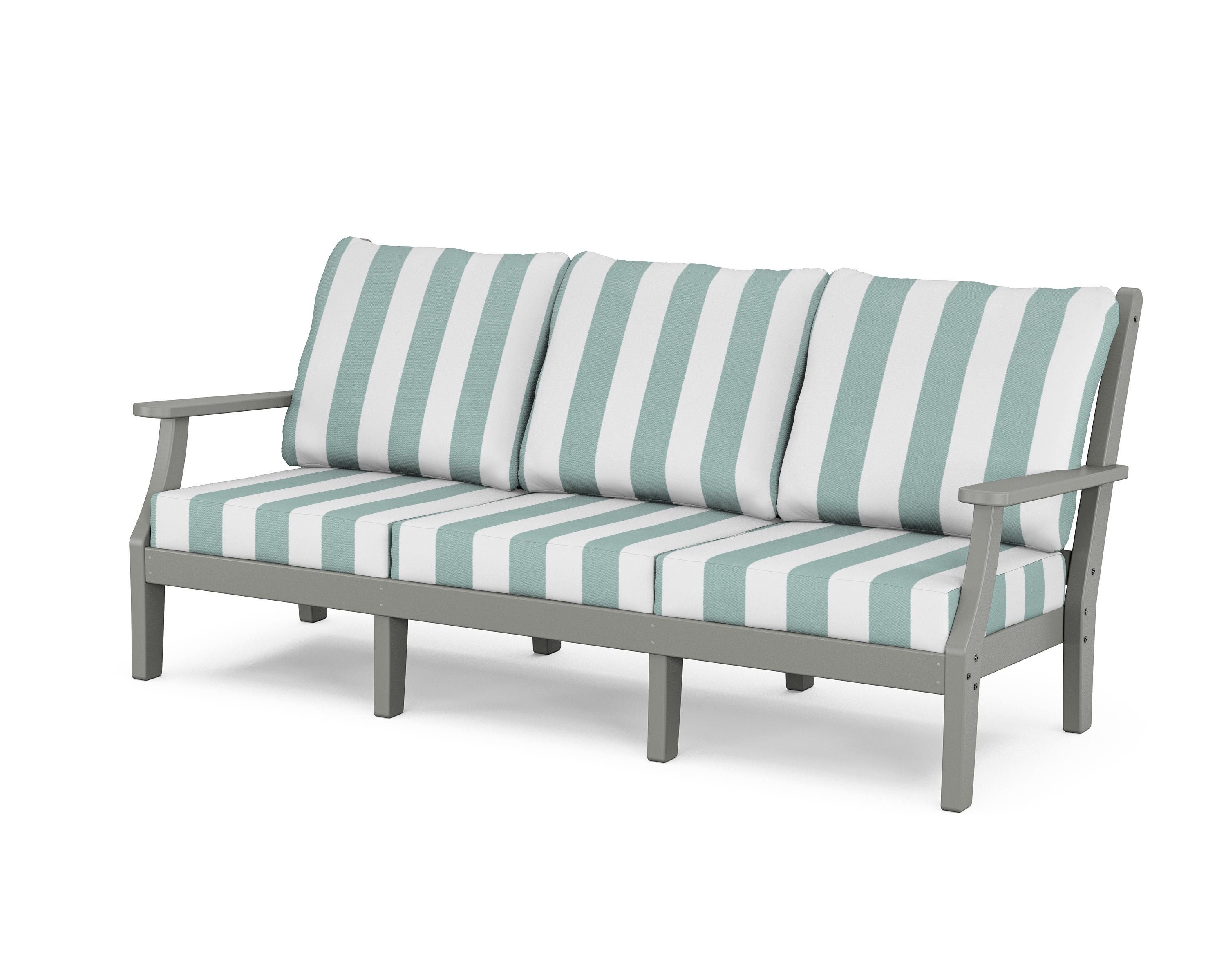 Country Living Wovendale Deep Seating Sofa in Slate Grey / Cabana Stripe Glacier Spa