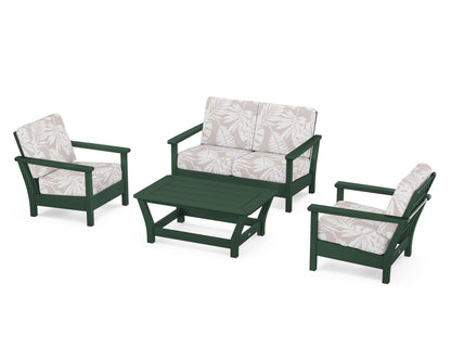 POLYWOOD® Harbour 4-Piece Deep Seating Set in Green / Leaf Dune Burlap