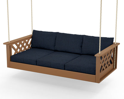 Country Living Wovendale Daybed Swing in Teak / Marine Indigo