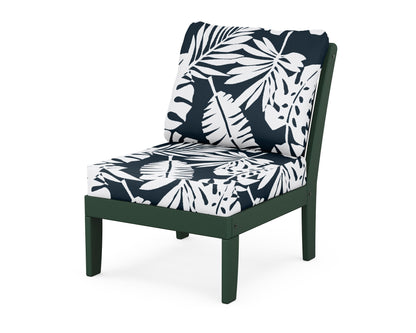 POLYWOOD® Braxton Modular Armless Chair in Green / Leaf Marine Indigo