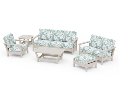 POLYWOOD® Harbour 6-Piece Outdoor Living Set in Sand / Leaf Glacier Spa