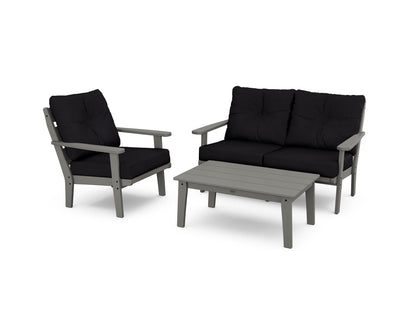 POLYWOOD® Lakeside 3-Piece Deep Seating Set in Slate Grey / Midnight Linen
