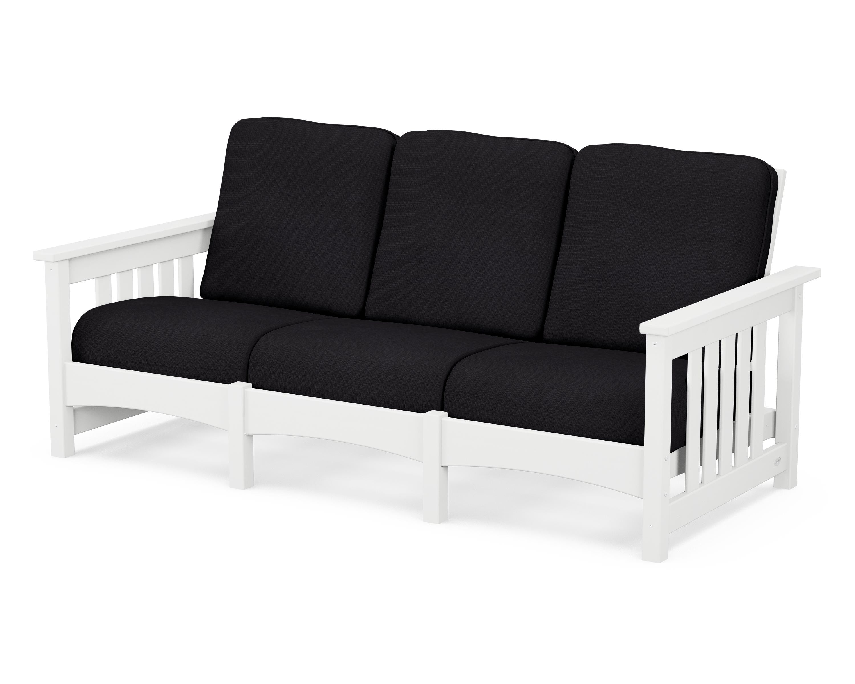 POLYWOOD® Club Mission Sofa in White / Midnight Linen