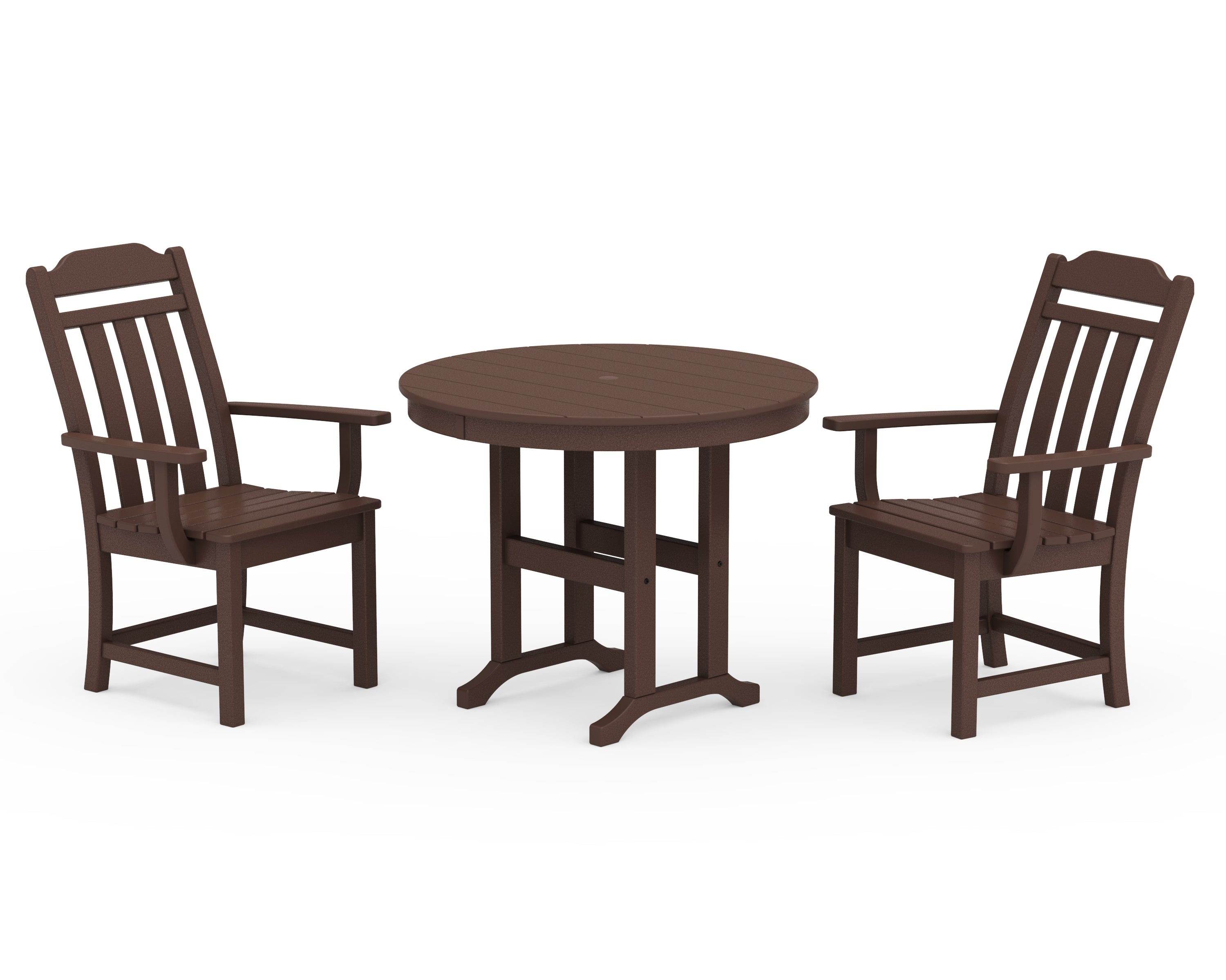 Country Living Cottage 3-Piece Farmhouse Dining Set in Mahogany