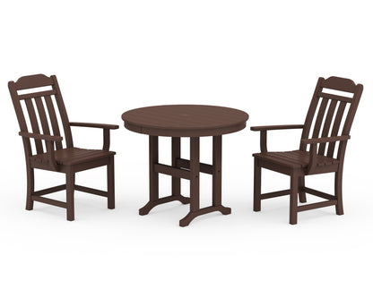 Country Living Cottage 3-Piece Farmhouse Dining Set in Mahogany