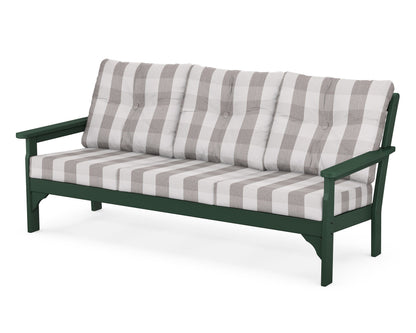 POLYWOOD® Vineyard Deep Seating Sofa in Green / Buffalo Plaid Grey Mist