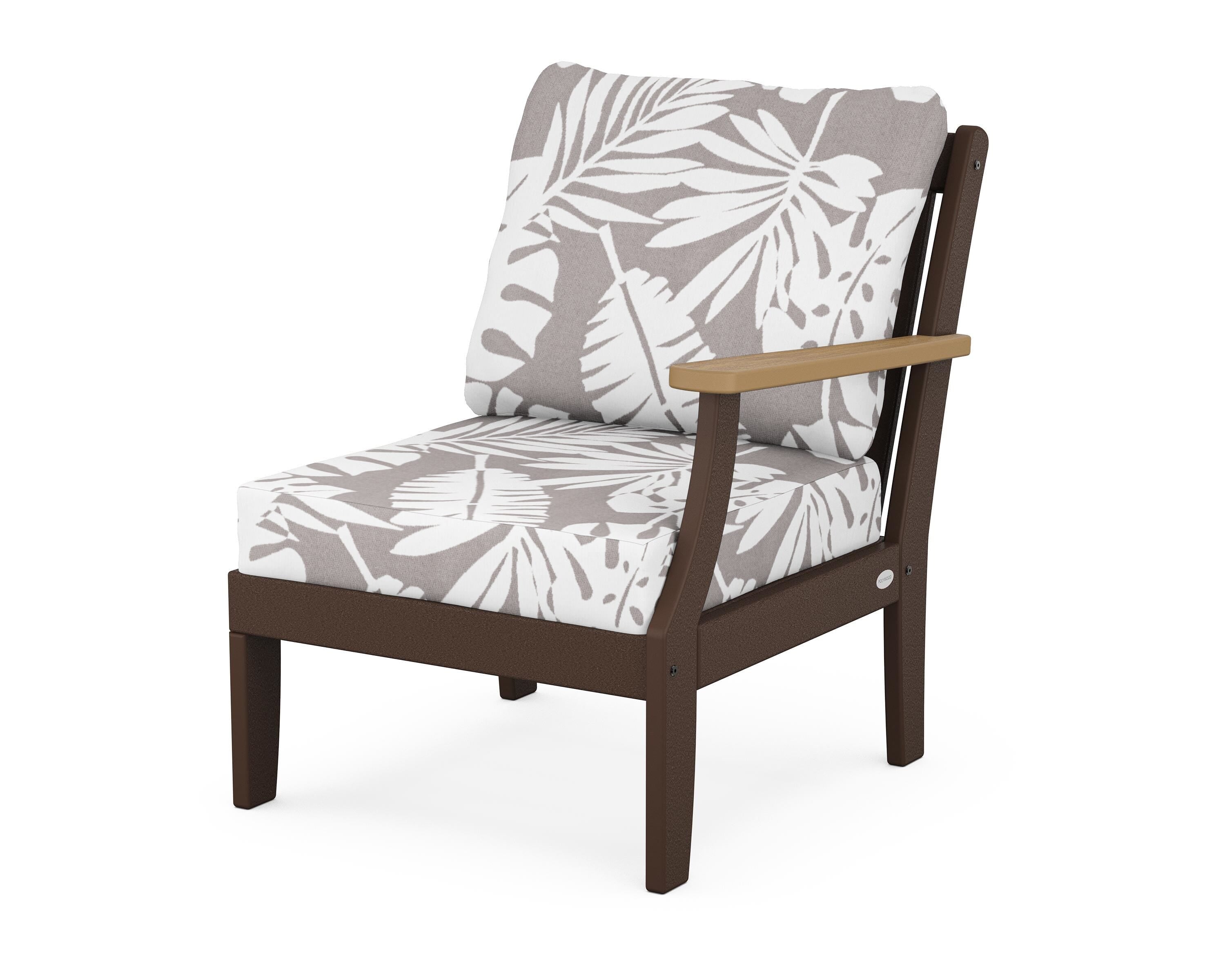 POLYWOOD® Braxton Modular Right Arm Chair in Mahogany / Natural / Leaf Grey Mist