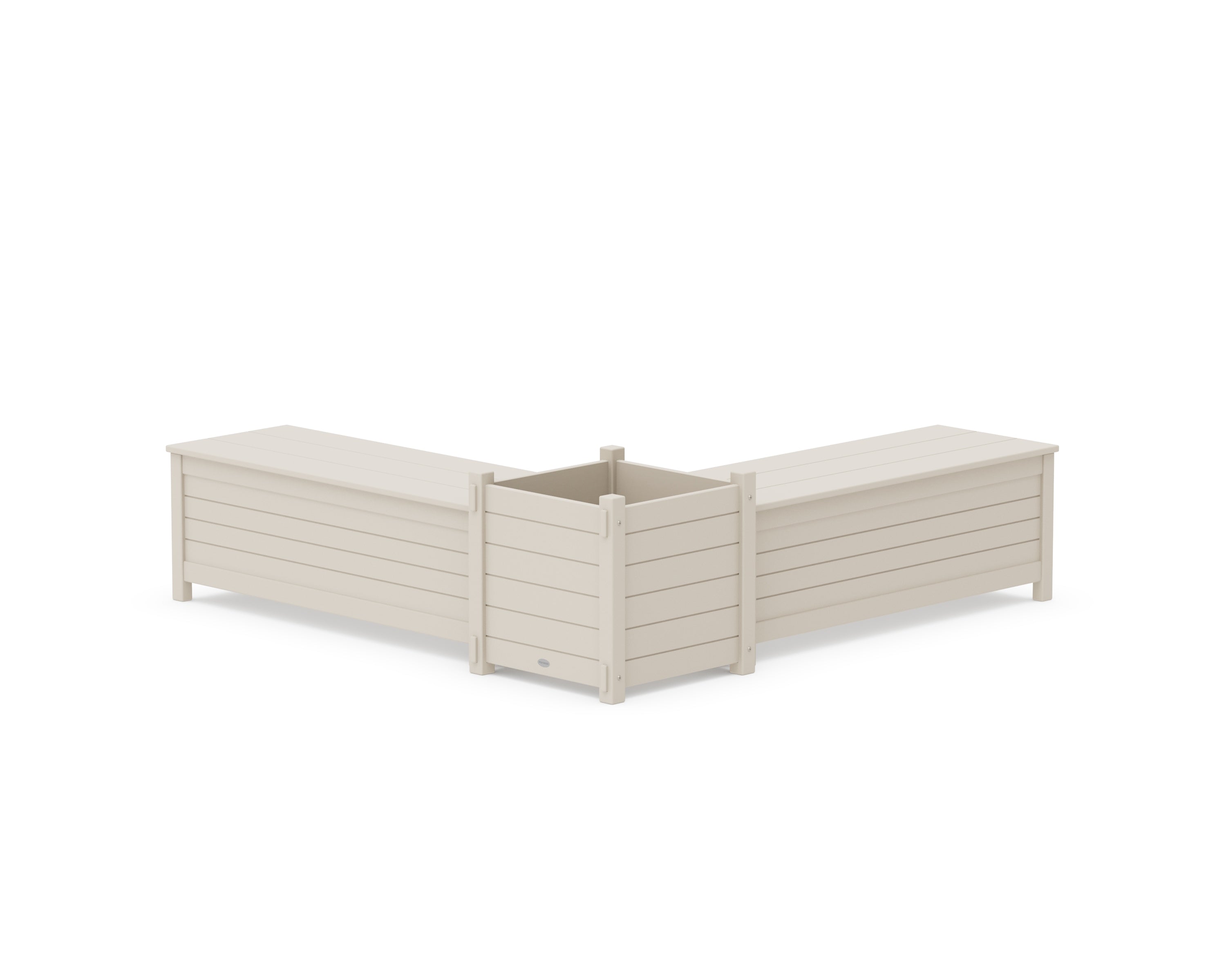 POLYWOOD® 48" Nautical L- Shaped Planter Storage Bench Set- Large in Sand