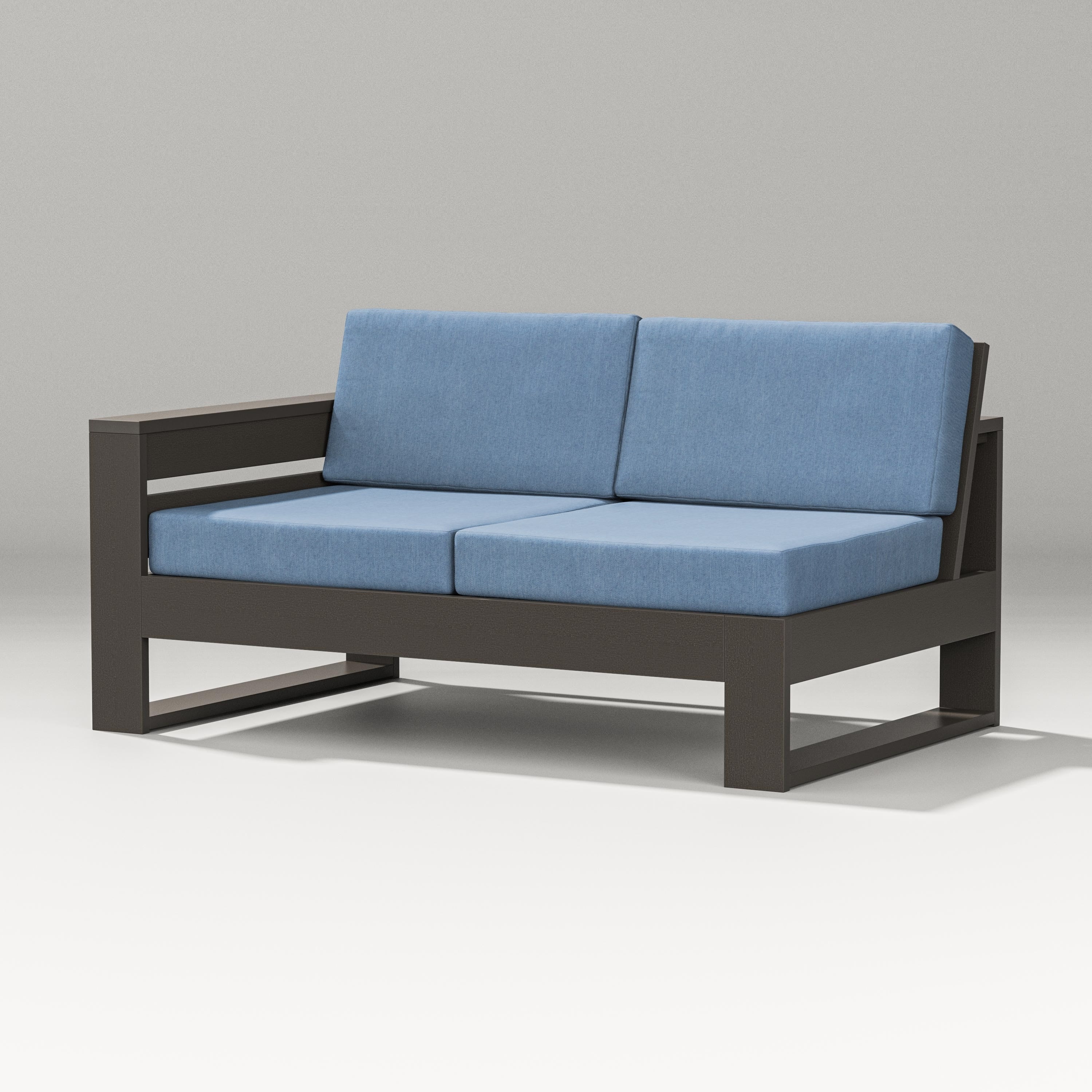 PW Designer Series Latitude Modular Left Arm Loveseat in Vintage Coffee / Sky Blue