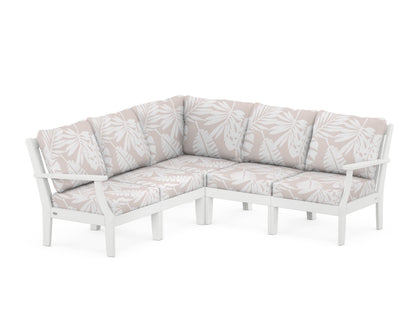 POLYWOOD® Braxton Modular 5-Piece Deep Seating Set in White / Leaf Dune Burlap
