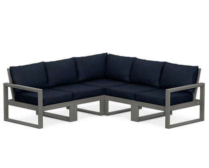 POLYWOOD® EDGE 5-Piece Modular Deep Seating Set in Slate Grey / Marine Indigo