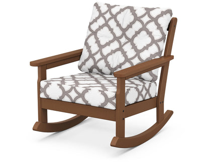 POLYWOOD® Vineyard Deep Seating Rocking Chair in Teak / Trellis Grey Mist