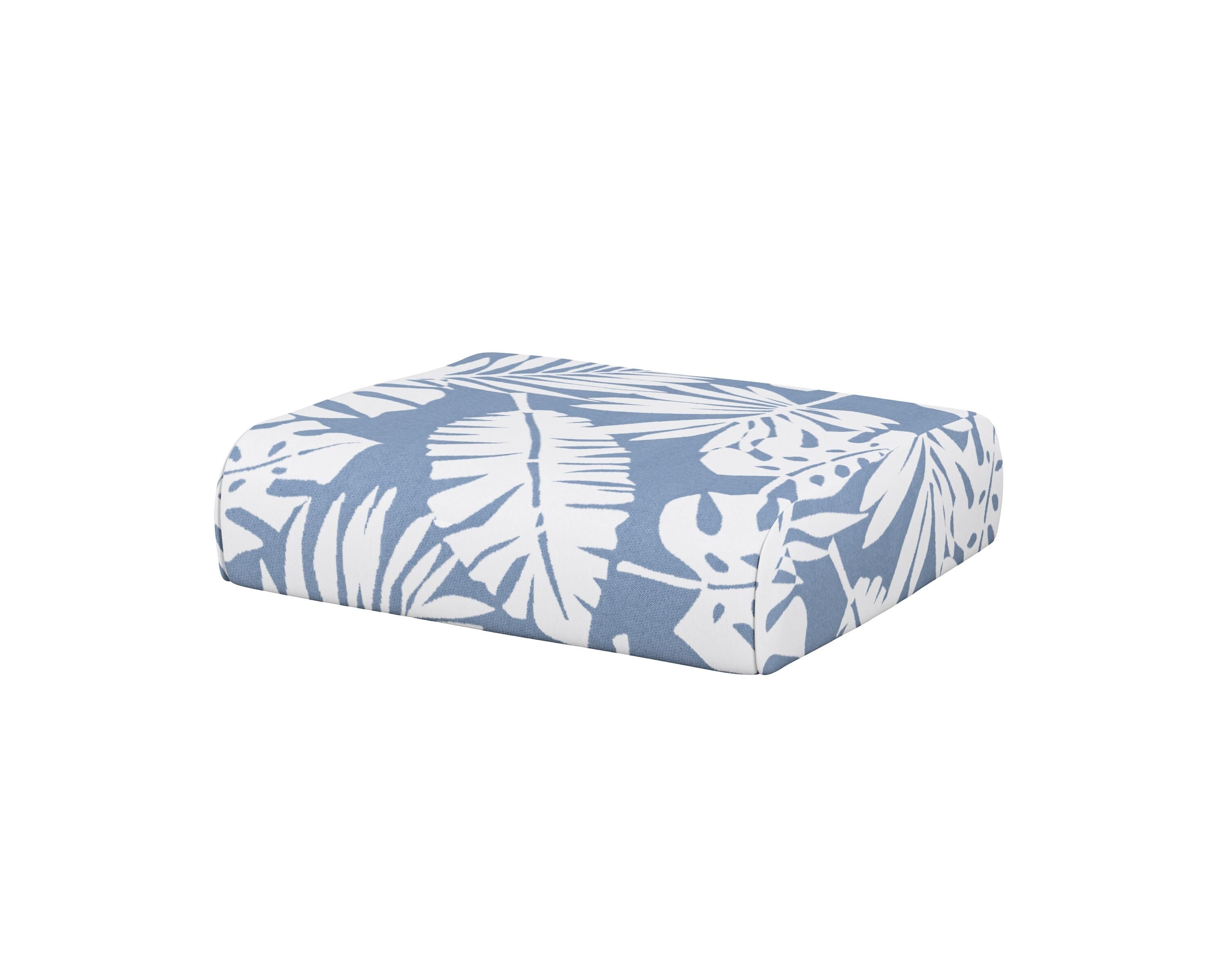 POLYWOOD® Club Ottoman Cushion in Leaf Sky Blue