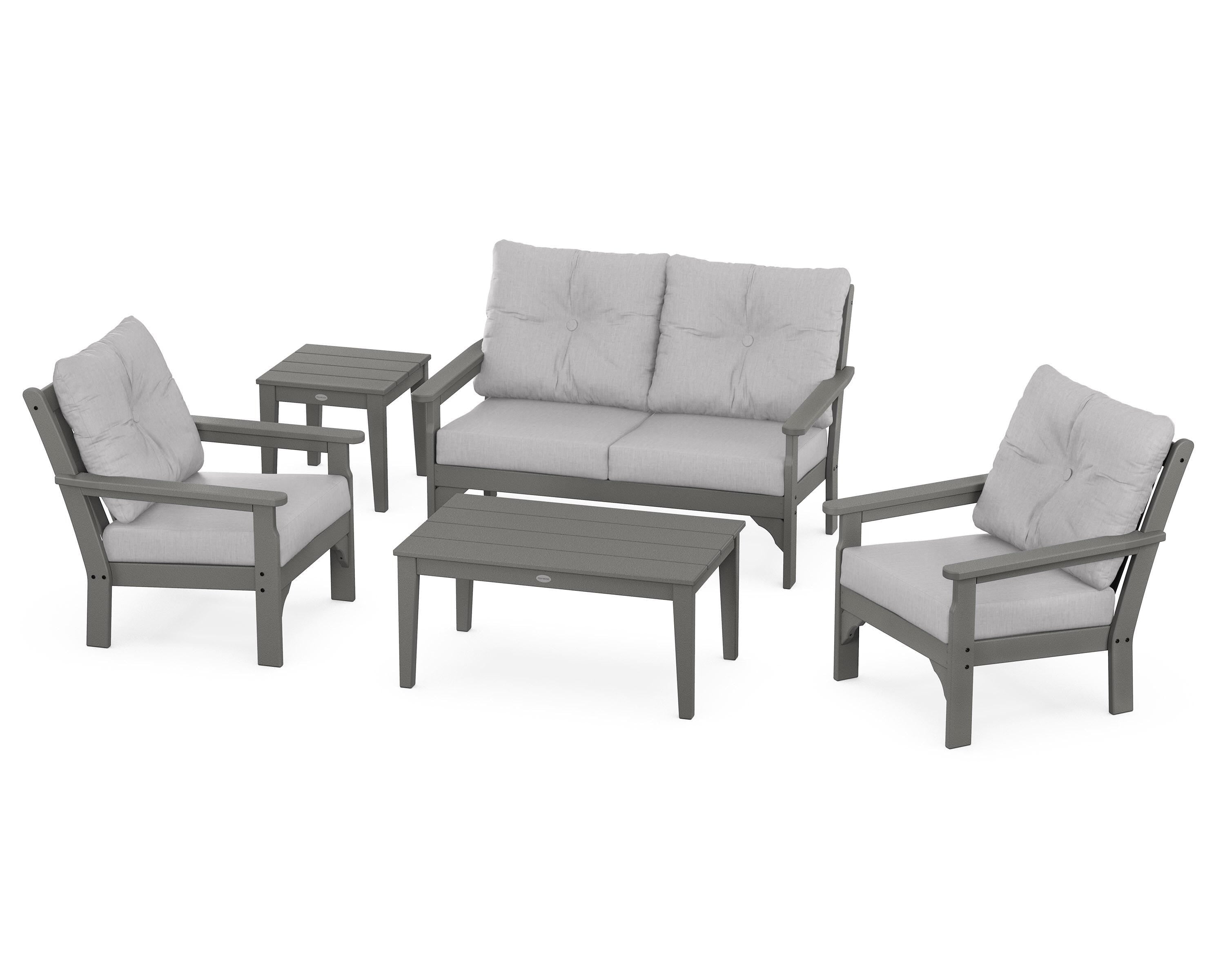 POLYWOOD® Vineyard 5-Piece Deep Seating Set in Slate Grey / Granite