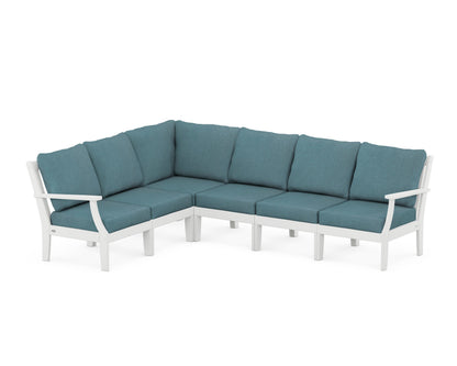 POLYWOOD® Braxton Modular 6-Piece Deep Seating Set in White / Ocean Teal