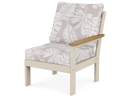 POLYWOOD® Vineyard Modular Right Arm Chair in Sand / Natural / Leaf Dune Burlap