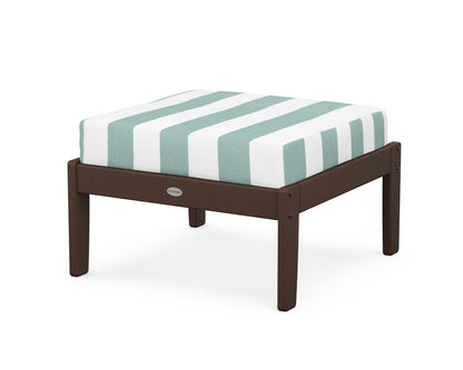 POLYWOOD® Braxton Deep Seating Ottoman in Mahogany / Cabana Stripe Glacier Spa