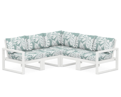 POLYWOOD® EDGE 5-Piece Modular Deep Seating Set in White / Leaf Glacier Spa