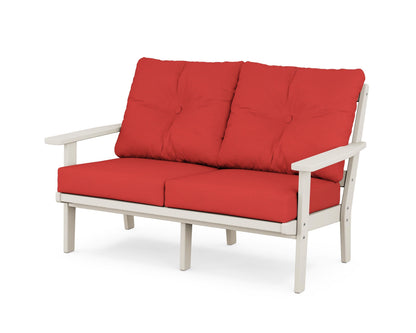 POLYWOOD® Oxford Deep Seating Loveseat in Sand / Crimson Linen