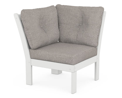 POLYWOOD® Vineyard Modular Corner Chair in White / Weathered Tweed