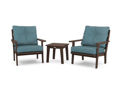 POLYWOOD® Lakeside 3-Piece Deep Seating Chair Set in Mahogany / Ocean Teal