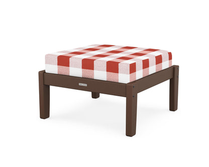 Martha Stewart by POLYWOOD® Chinoiserie Deep Seating Ottoman in Mahogany / Buffalo Plaid Crimson