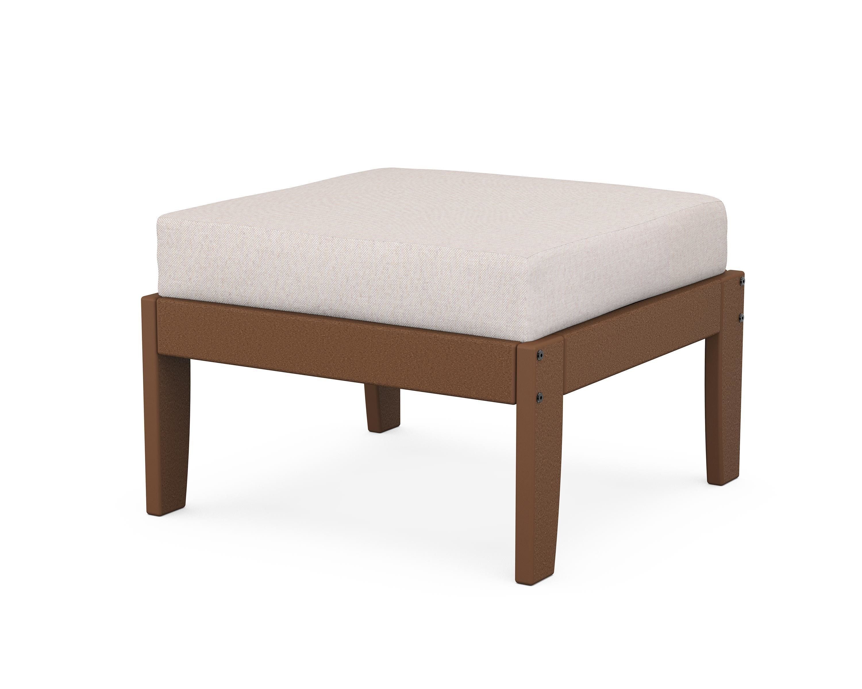 Unbranded Modular Ottoman - Classic in Teak / Dune Burlap
