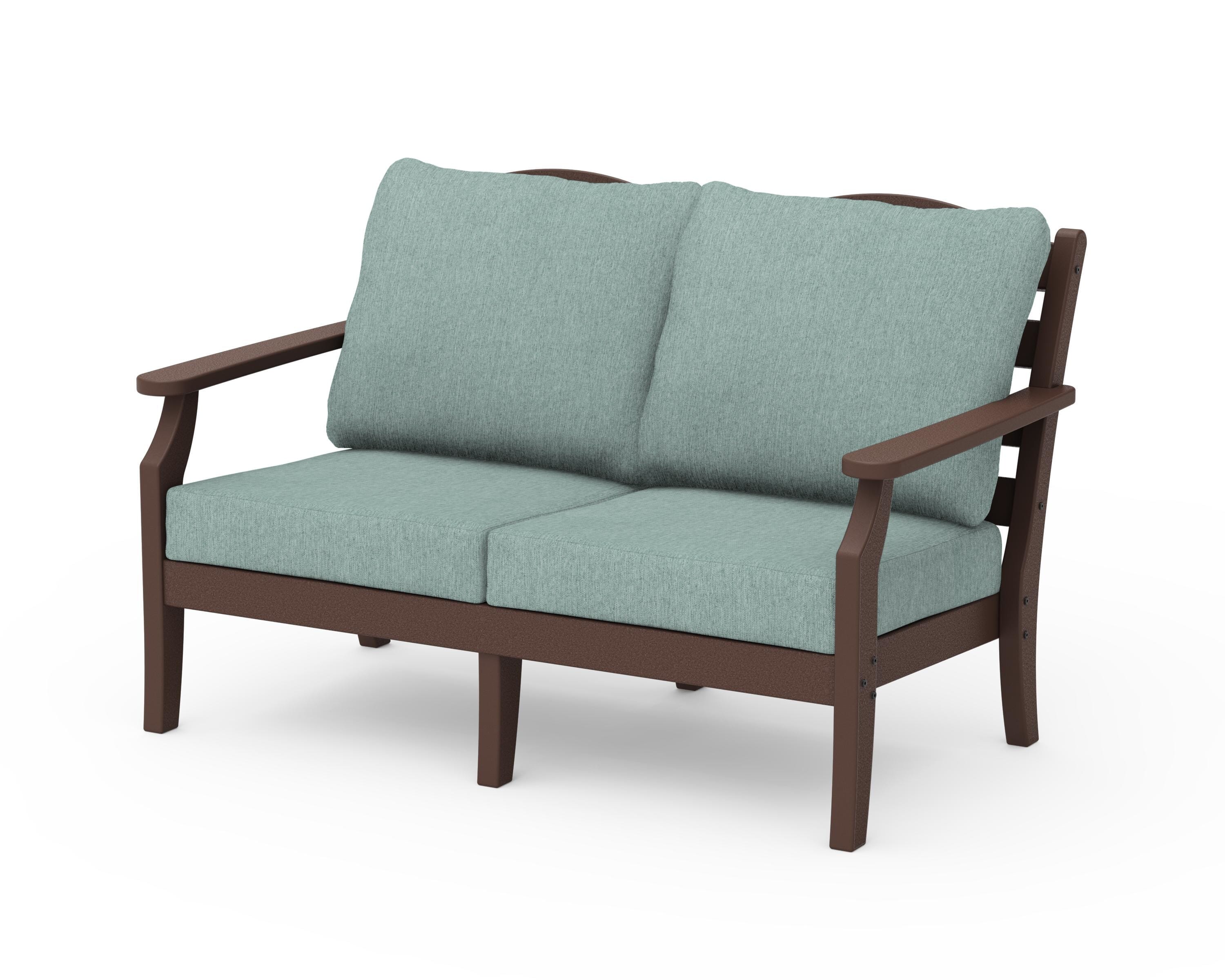 Draper James™ by  POLYWOOD® Savannah Deep Seating Loveseat in Mahogany / Glacier Spa