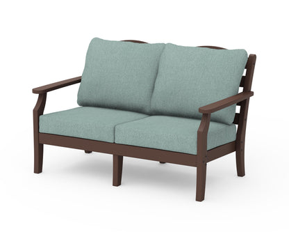 Draper James™ by  POLYWOOD® Savannah Deep Seating Loveseat in Mahogany / Glacier Spa
