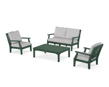 Martha Stewart by POLYWOOD® Chinoiserie 4-Piece Deep Seating Set with Loveseat in Green / Granite