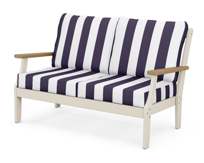POLYWOOD® Braxton Deep Seating Loveseat in Sand / Natural / Cabana Stripe Navy