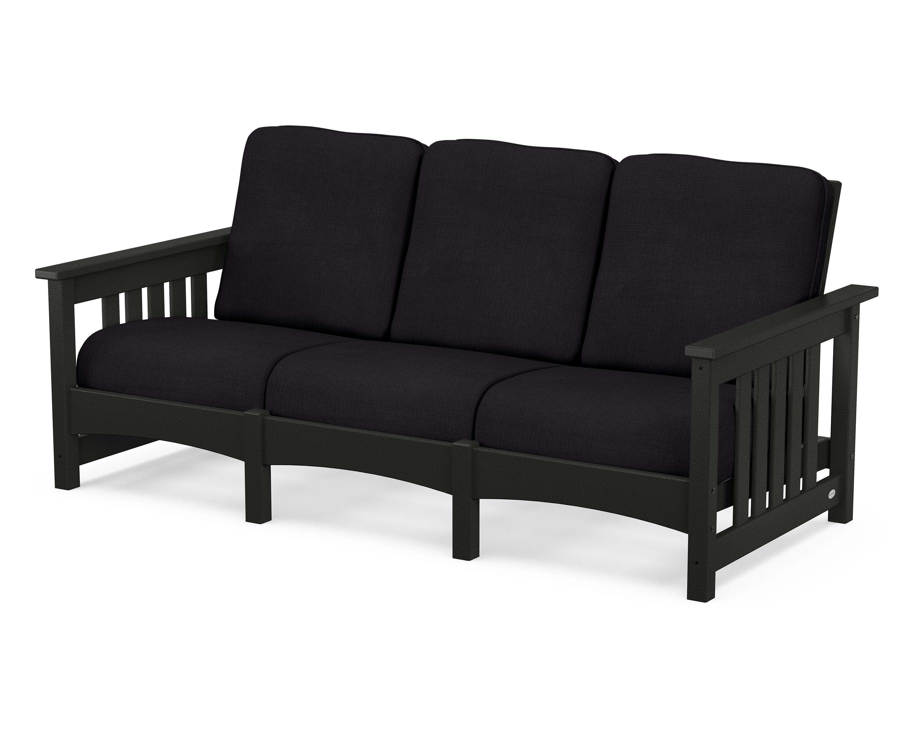 POLYWOOD® Club Mission Sofa in Black / Midnight Linen