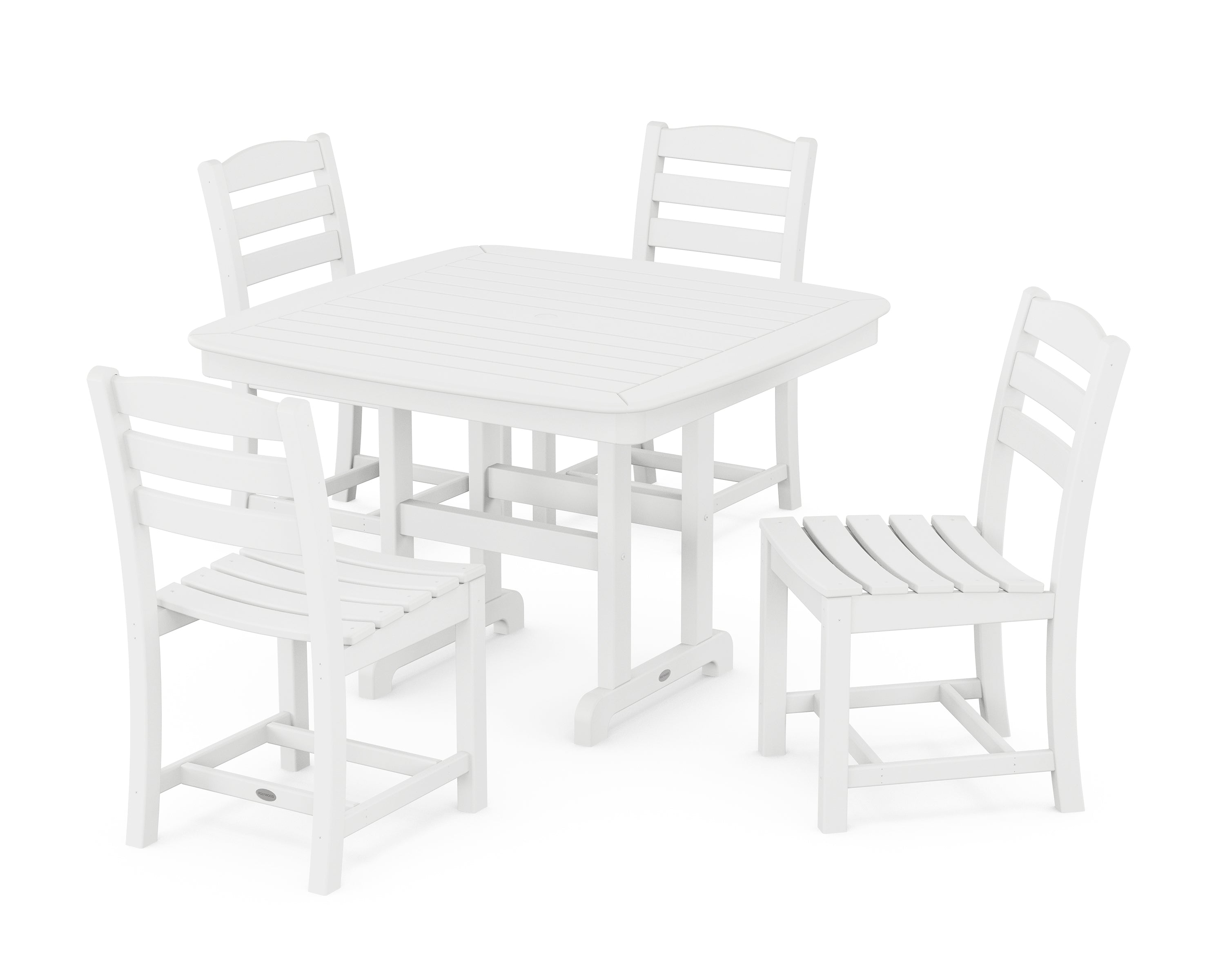 POLYWOOD® La Casa Café Side Chair 5-Piece Dining Set with Trestle Legs in White