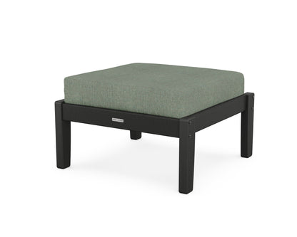 Martha Stewart by POLYWOOD® Chinoiserie Deep Seating Ottoman in Black / Cast Sage